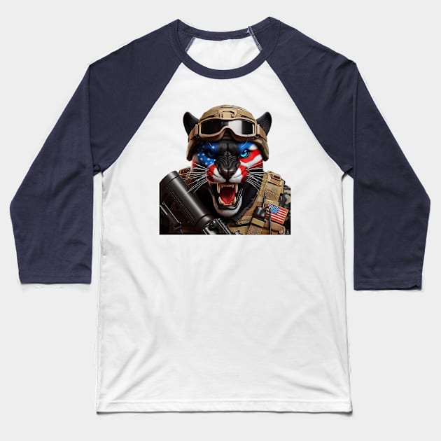 Patriot Panther by focusln Baseball T-Shirt by Darn Doggie Club by focusln